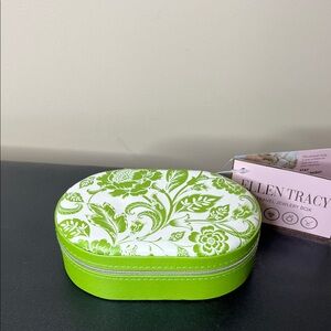 Ellen Tracy | Lime Green Floral Travel Jewelry Case